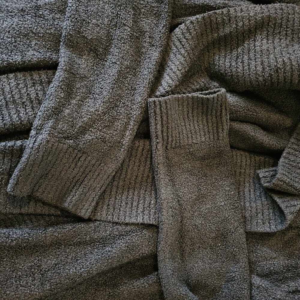 Barefoot Dreams CozyChic Lite Circle Cardigan Cacoon Medium Black Sweater 452 - Picture 5 of 9
